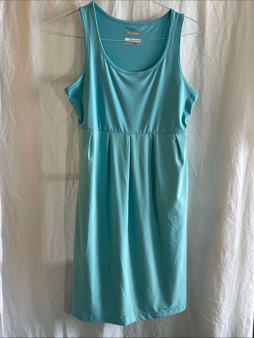 Columbia PFG Omni Freeze Cooling athletic Sleeveless Aqua Midi Tank Dress M